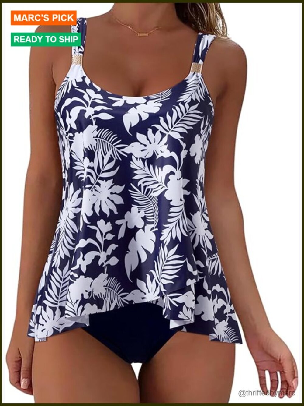 Ruffle High Waisted Tankini Tummy Control Swimsuit Two Piece